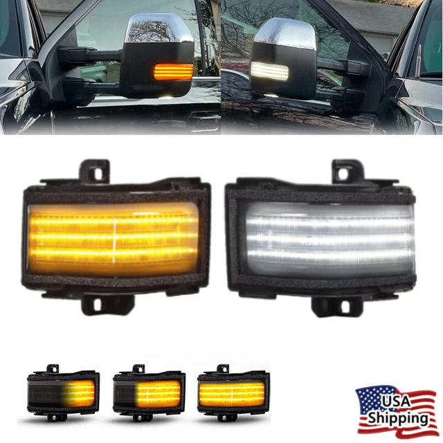 White+Amber LED Side Mirror Light For 2017-2022 SuperDuty Ford F250 F350