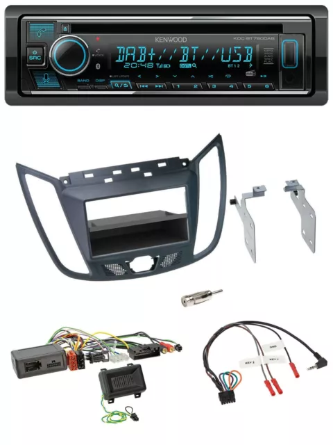 Kenwood Lenkrad Bluetooth DAB USB CD Autoradio für Ford C-Max Kuga dunkelgrau