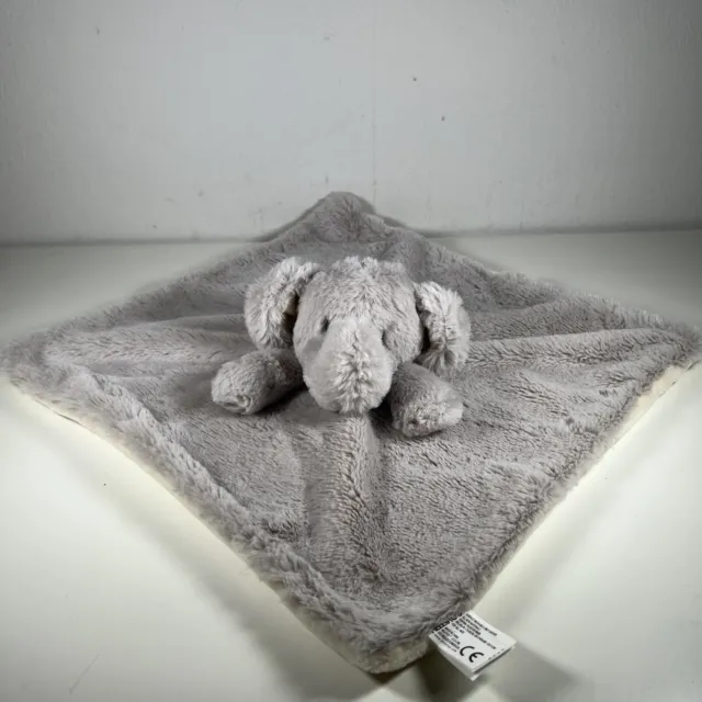 KellyToy Grey Elephant Rattle Blankie Doudou Comforter Baby Soft Toy Blanket VGC