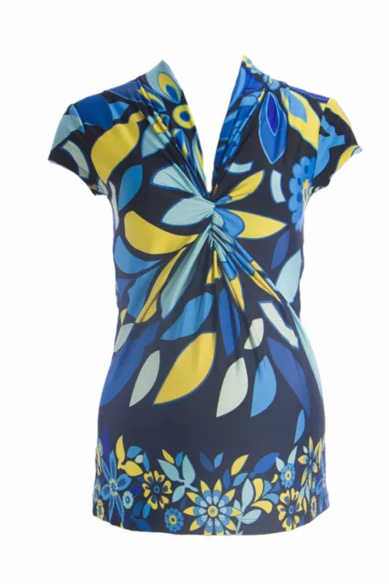 OLIAN Maternity Women's Multi Floral Print Twist Accent Front Blouse $105 NWT