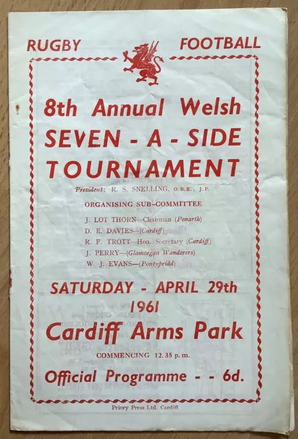 1961 SNELLING SEVENS - SEVEN A SIDE TOURNAMENT 7s programme