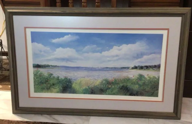 “Summer Days” Print Signed By Evelyn Rhodes,custom frame/Matted/ glass,36”WX23”H