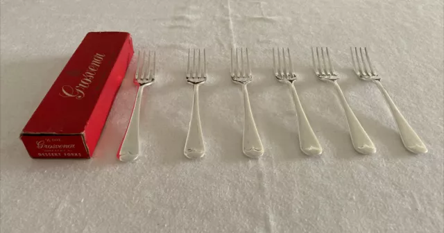 Vintage Retro Grosvenor EPNS Super A1 Silver Plate Dessert Forks Set 6 Boxed