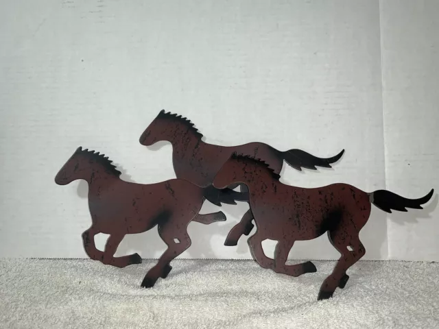 Vintage Metal Trio western horse silhouette Wall Hanging Plague