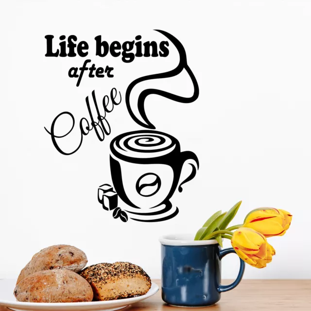 Wall Art Stickers Life begins Removable Home Decor Vinyl Decals Kitchen Quotes