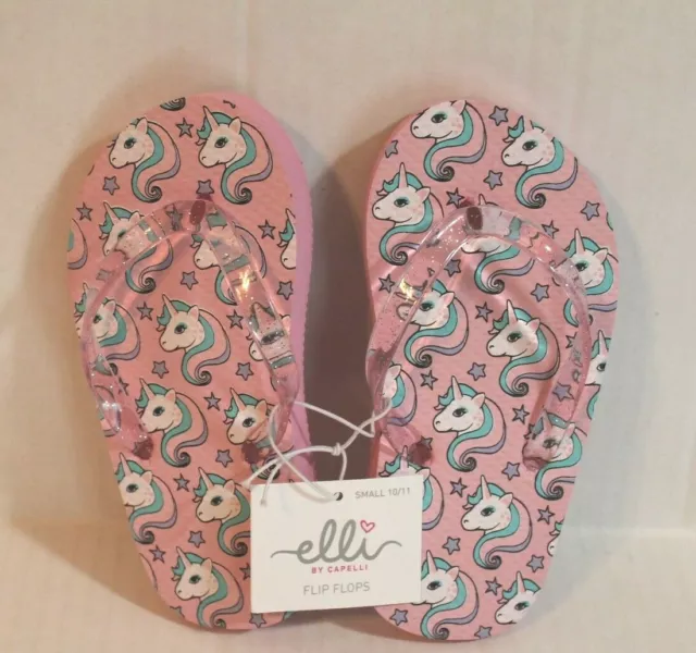 Elli by Capelli Girl's Pink Unicorn Flip Flops Sandals Shoes Girl Size 10-11 NEW