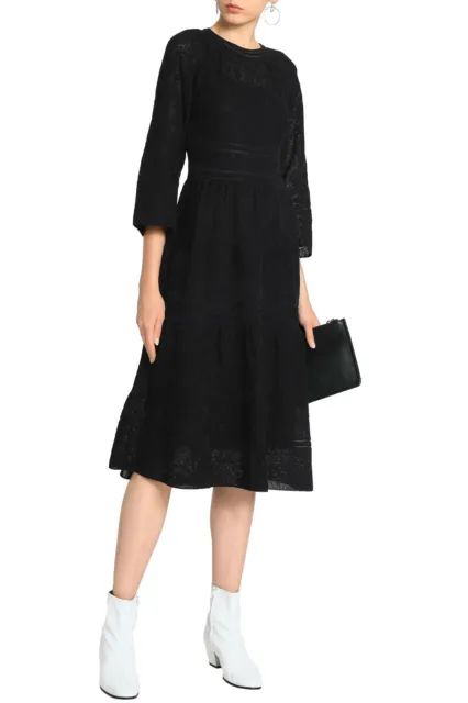 M MISSONI Designer Black Crochet- Knit MIDI Dress Size IT40 US 2 /XS RRP$895