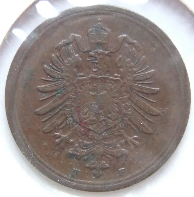 Moneta Reich Tedesco Impero 1 Pfennig 1876 F IN Very fine / Extremely 2