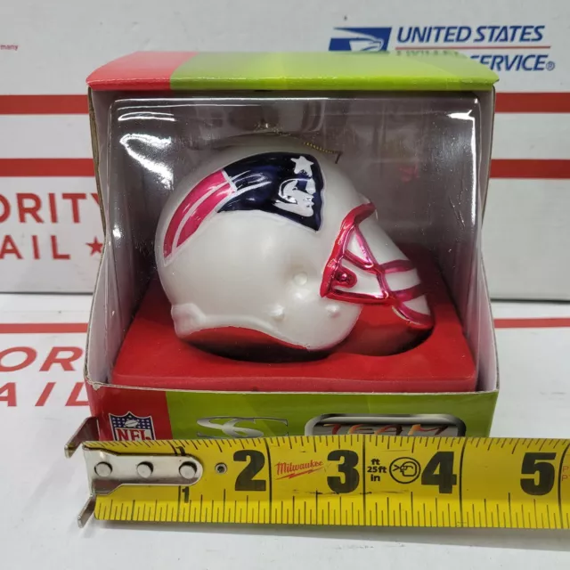 NIB England Patriots NFL Team Helmet Blown Glass Hand-Painted Ornament