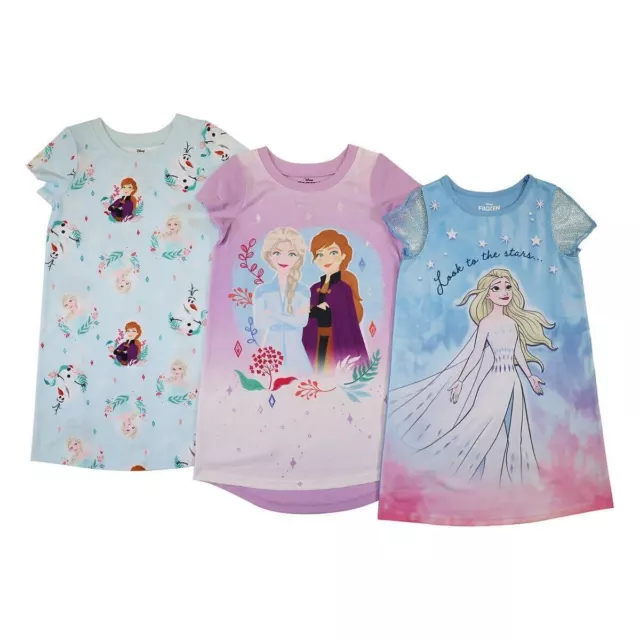 Frozen Disney Girl Toddler & Kids 3-pack Nightgown