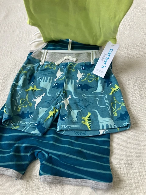 Carters baby boy Dinasour 3 piece knit short outfit size 12 M NWT