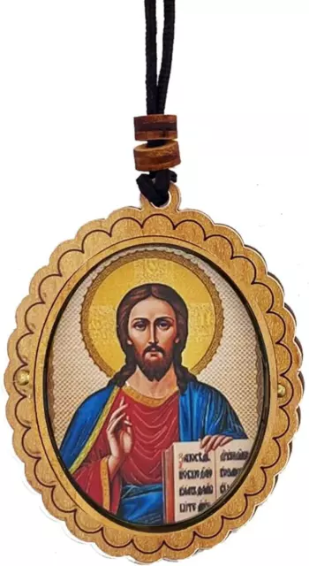 Christ Le Professeur Dos en Croix Bois Icon Orthodoxe Réversible Ornement 7.25