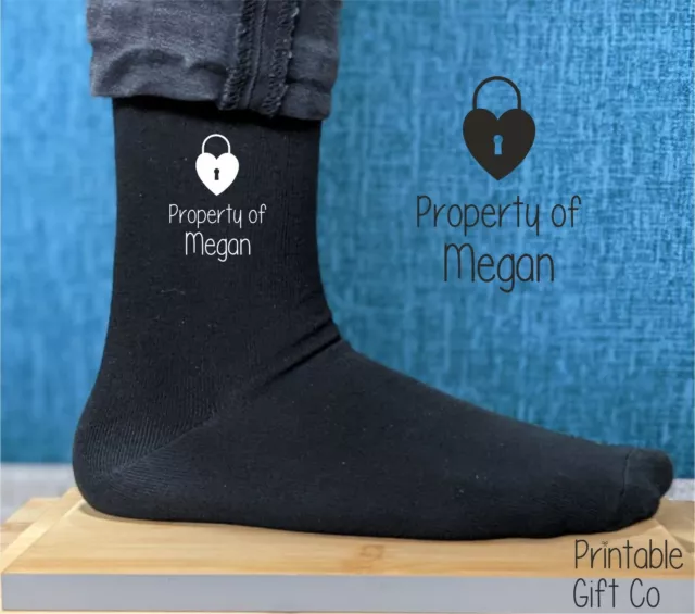 Property of - Printed Socks GIFT for Men - Boyfriend Husband VALENTINES BIRTHDAY
