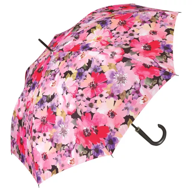 Stockschirm Damen Automatik Regenschirm Mehrfarbig Blumen happy rain