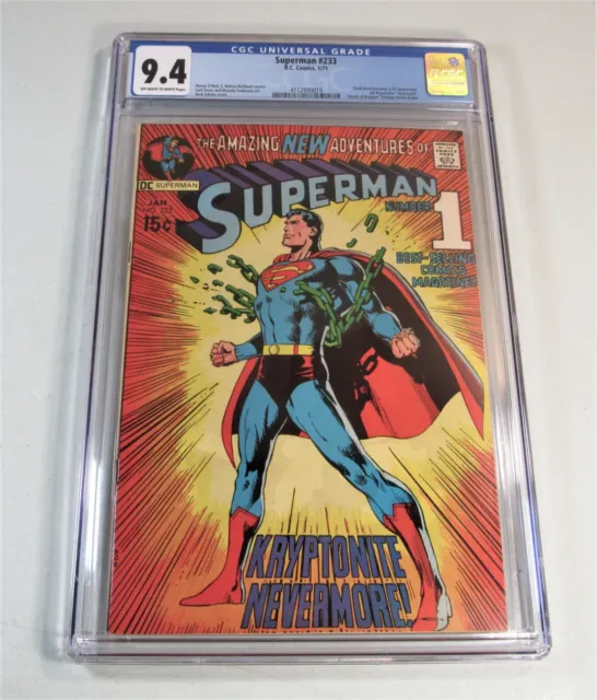 SUPERMAN #233 ~~ CGC 9.4 ~~ iconic Neal Adams cover! ~~ from 1971! 😁