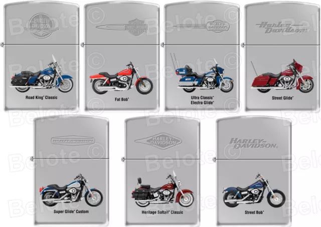 Zippo Harley Davidson HD 7 Motorcycle Lighter Polished Chrome Top Set Rare New