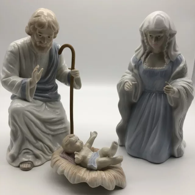 ENESCO NATIVITY SET Porcelain Baby Jesus In Manger Mary and Joseph ...