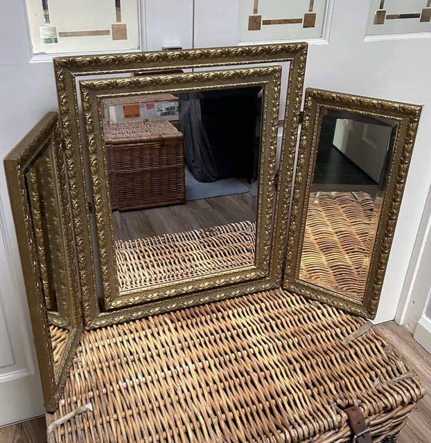 GOLD ORNATE ARCHED Triple Dressing Table Mirror 80cm x 56cm vanity make up  102.95 - PicClick UK