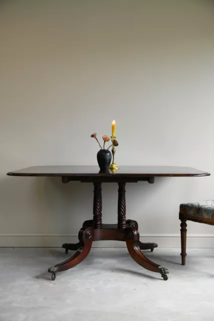 Antique Regency Mahogany Tilt Top Dining Breakfast Table