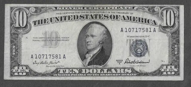 FR. 1707 Ten Dollars ($10) Series of 1953A Blue Seal Silver Certificate