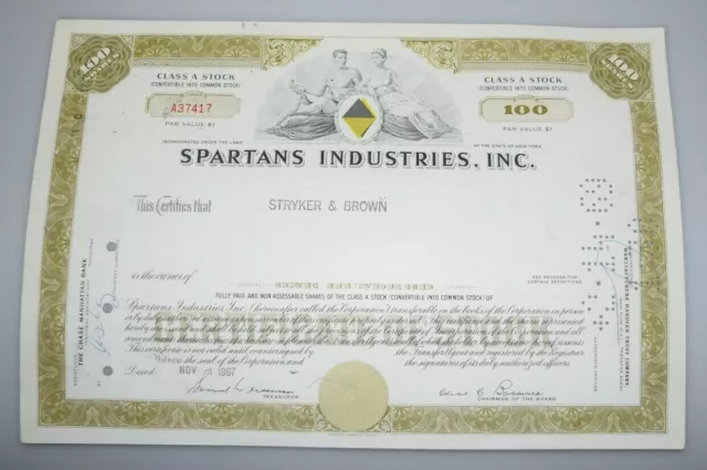 Historisches Wertpapier Aktie Spartans Industries, INC.  1967 119