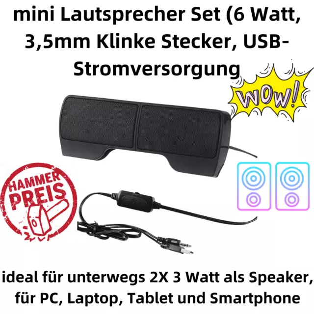 P01CM Mini USB Hochleistungs PC Lautsprecher tragbarer über 3.5mm Klinke 6W