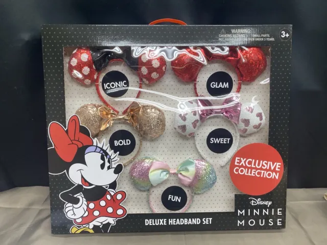 Disney Exclusive Collection Minnie Mouse Deluxe 5 Piece Headband Set New In Box