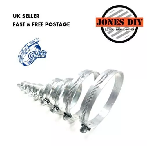 Genuine Jubilee Stainless Steel/Mild Steel Hose Clamp Pipe Clip Worm Drive