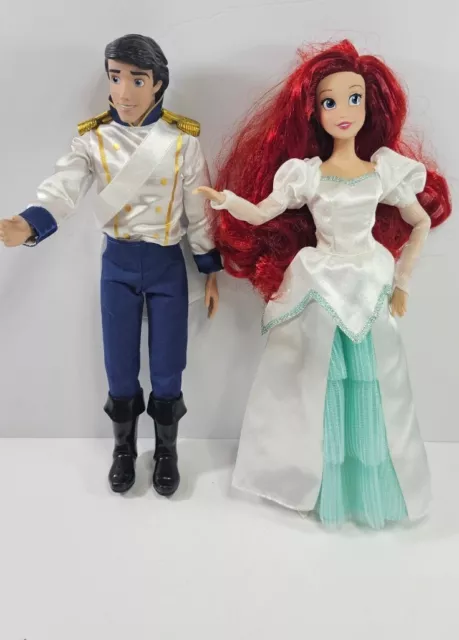 Disney Store Little Mermaid Ariel And Eric Doll Set 12 inch