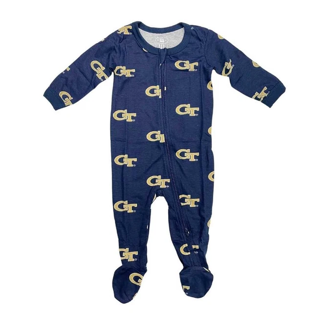 Infant Georgia Tech GT Footed PJs Zippered Baby Pajamas With Feet
