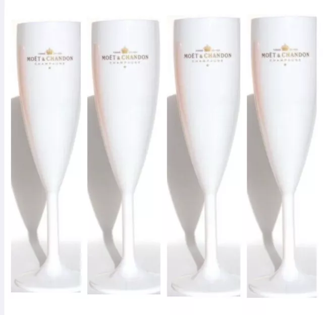 Set of 4 Moet & Chandon White Acrylic Champagne Long Flute Glasses