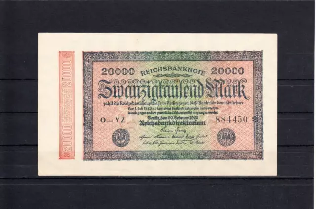 20 000 Mark v. 20.2.1923, Wz. Hakensterne, FZ: YZ, in Erhaltung 2