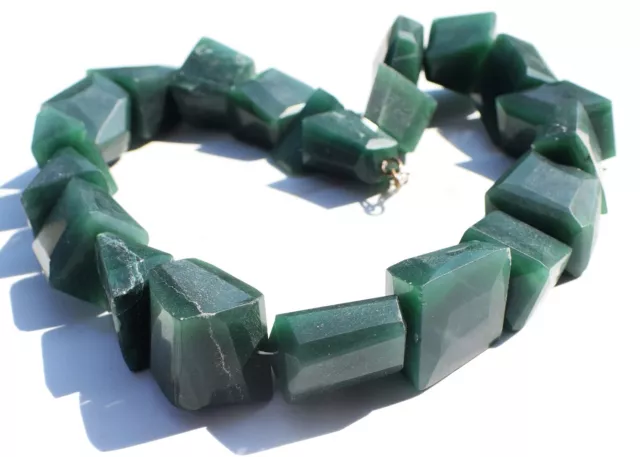 1865 Cts Single Strand Natural Green Jade Beaded 20' Inches Necklace SK 01 E474 3