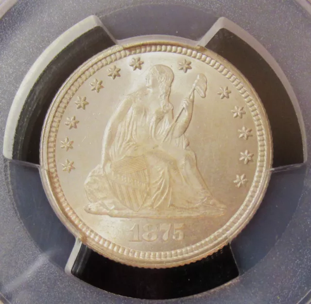 1875 25C Seated Liberty Quarter MS65+ PCGS. PQ Coin!!!