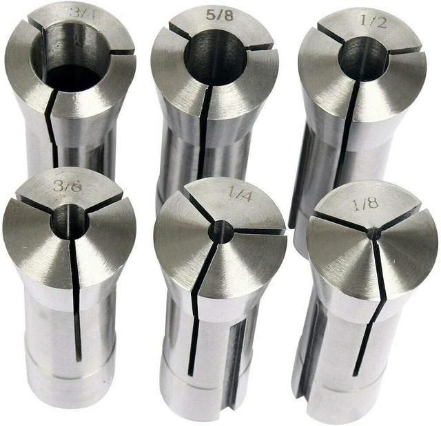 6Pc Precision R8 Collets Set Mill Chuck Holder Kit 1/8" 1/4" 3/8" 1/2" 5/8" 3/4"