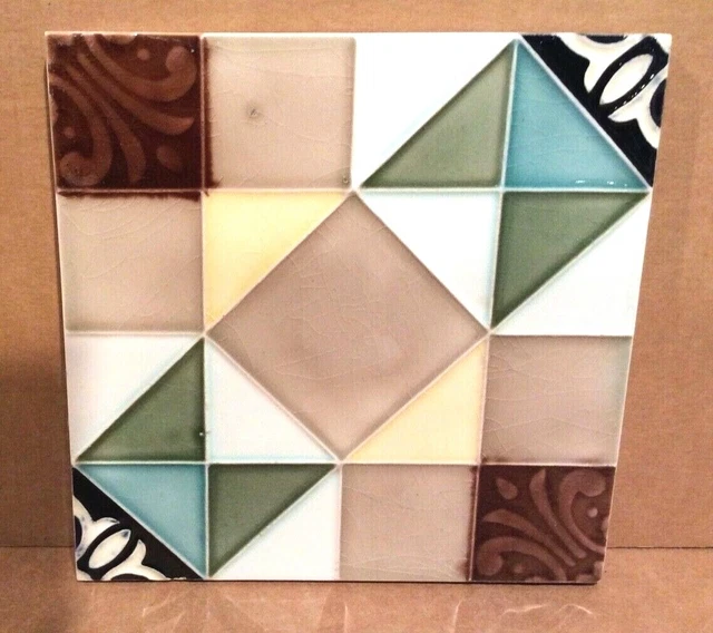 DK Japanese Deco Geometric Tile, Danto Kaisha, 1920s, Ceramic 6x6, Japan