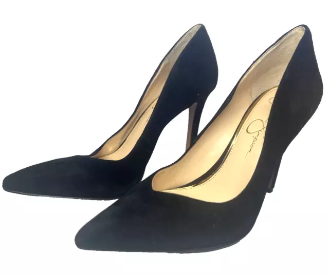 Jessica Simpson Womens Black Suede High Heel Pointed Toe Pump Shoes Size 7.5 M