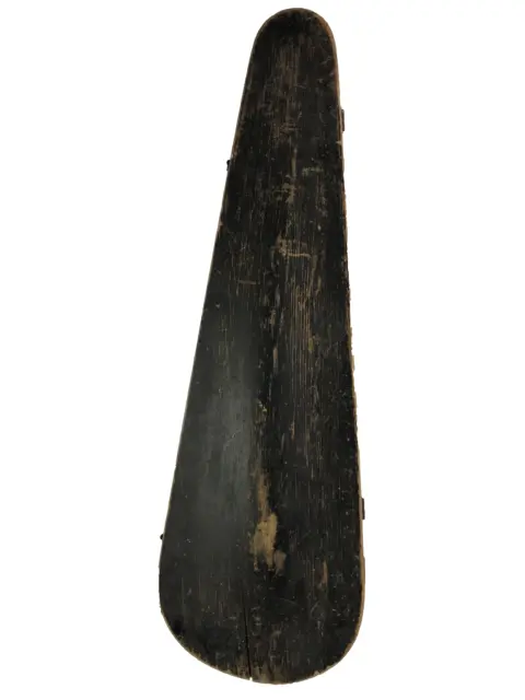 Antique 1800's Black Wood Violin Fiddle Coffin red felt Case only Restore or use