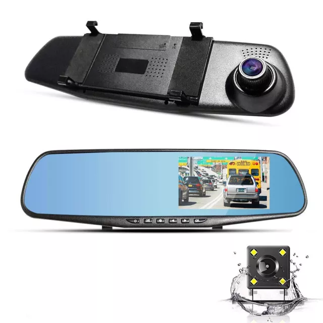4.3" 1080P Dual Lens Car DVR Front and Rear Camera Video Dash Cam Recorder