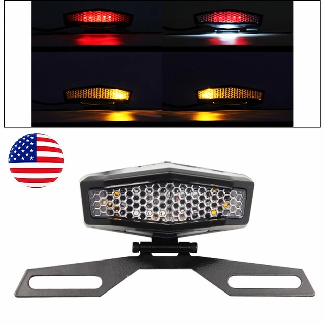 1×Motorcycle Tail Light License Plate Bracket Brake Turn Signal Integrated Light