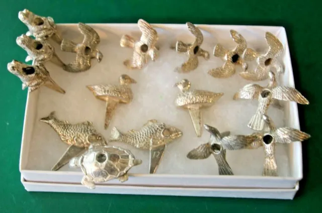 16 Vintage Silverplate Animal Birthday Candle Holders