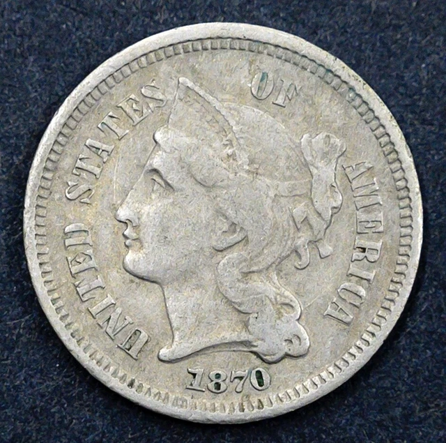 1870 THREE-CENT PIECE - Nickel Coin