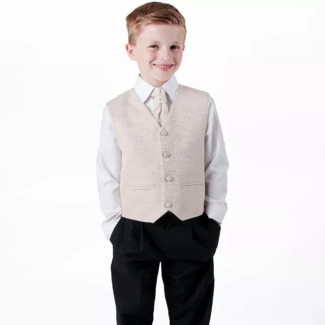 Boys Suits 4 Piece Champagne Waistcoat Suit Swirl Pageboy Party Formal Wedding