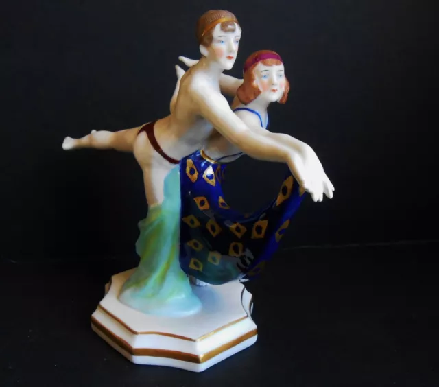 ART DECO ~ SITZENDORF PORCELAIN ~ DANCING COUPLE FIGURINE ~ 19X23X10cms