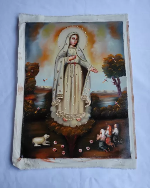 Our Lady of Fatima, Virgin of Fatima, Cuzco painting, Oil painting, Hand painted