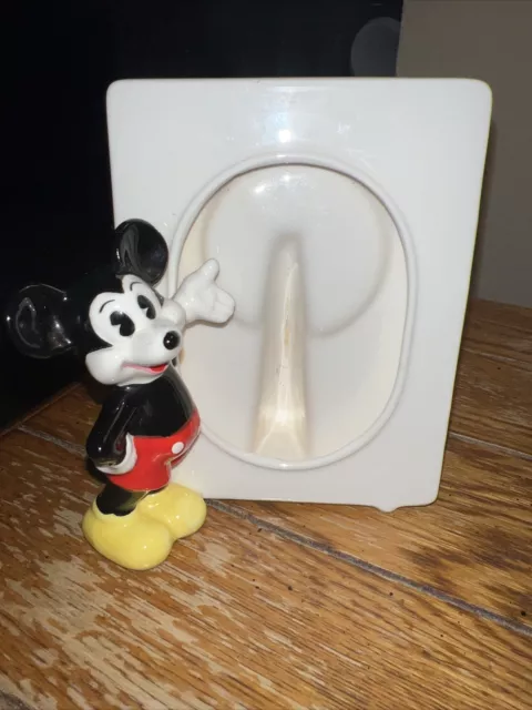 Vintage Disney Mickey Mouse Ceramic Porcelain Picture Frame Made In Japan 3x4