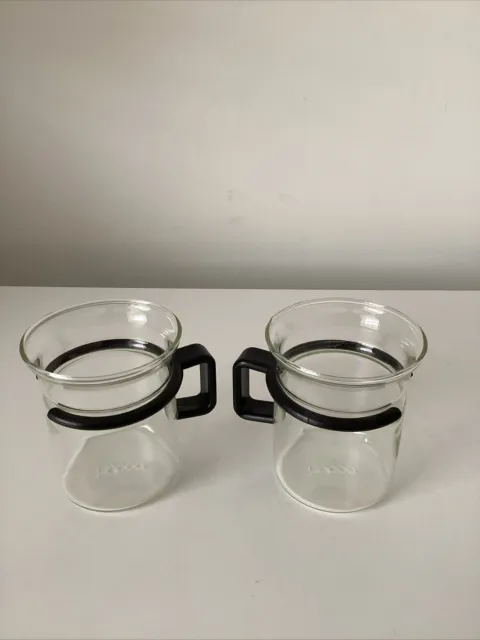 2 tazas de vidrio transparente Bodum Bistro con soportes negros