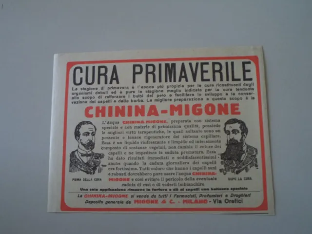 advertising Pubblicità 1927 CHININA MIGONE