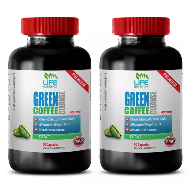 metabolism booster - Green Coffee Cleanse 400mg - aids weight loss 2 Bottles