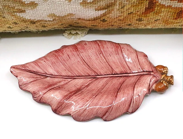 Russ Berries & Company Fall Red Leaf Ceramic Collectible Spoon Rest